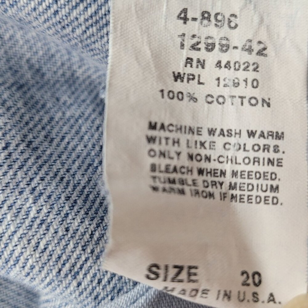 VTG 90s Venezia Embroidered Hem Straight Leg Women's Blue Denim Jean Size 20 USA - Picture 12 of 12